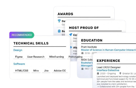 Choose resume sections